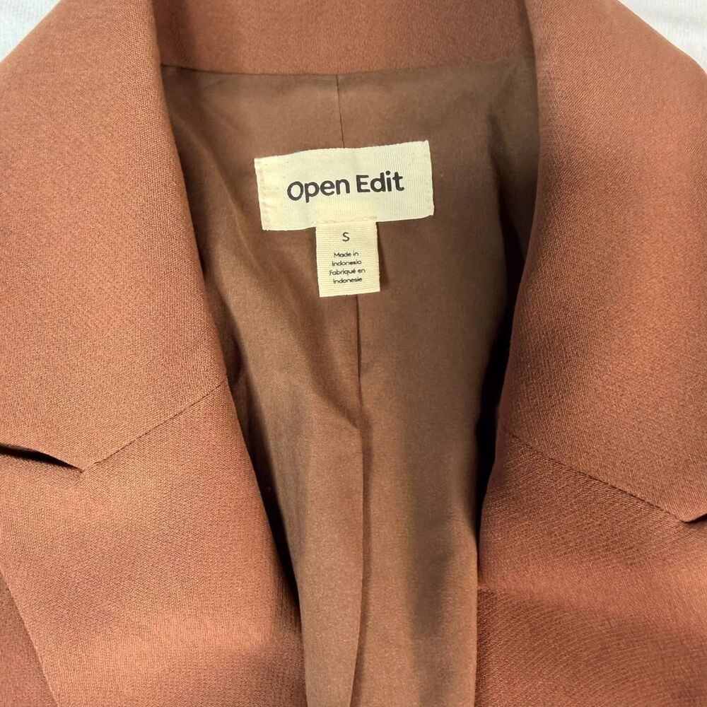 Open Edit Longline Rust-Brown Two Button Closure Jacket Blazer Size S - Picture 7 of 8
